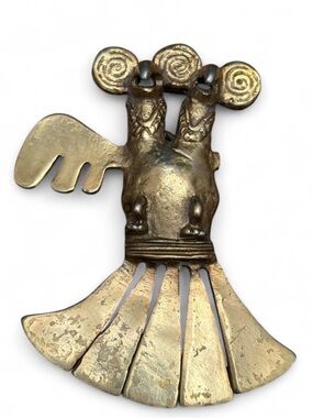 Gold Pre-Columbian Double-Headed Eagle Brooch - museum repro